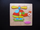 Дървен пъзел хеликоптер за най-малките играчка вертолет деца