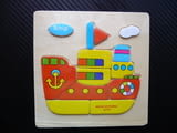 Дървен пъзел кораб за най-малките играчка параход котва море