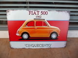 Метална табела кола FIAT 500 Cinquecento 1962 градски автомомобил малка