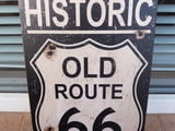 Метална табела Historic Old Route 66 Историческата магистрала дупки куршуми