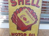 Метална табела Shell motor oil туба реклама бензиностанция пистолет масло бензин дизел гориво път